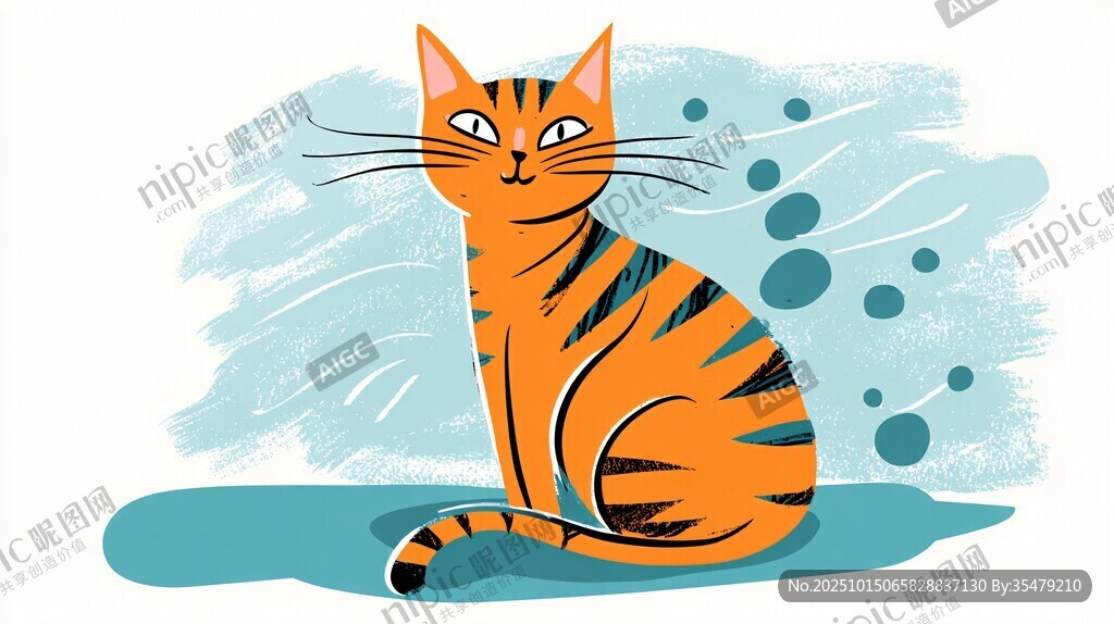 俏皮橘猫插画