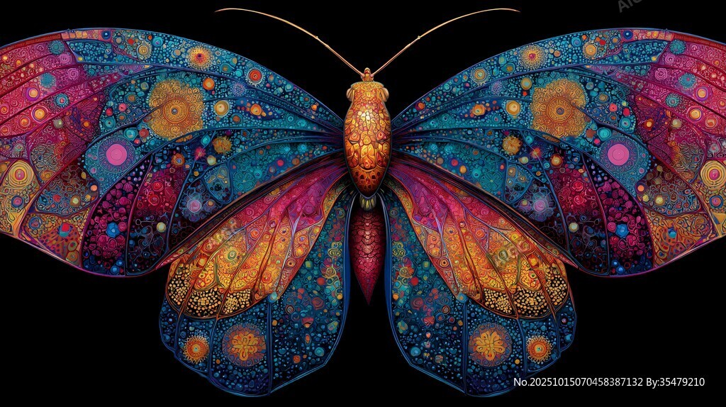 梦幻炫彩蝴蝶艺术插画