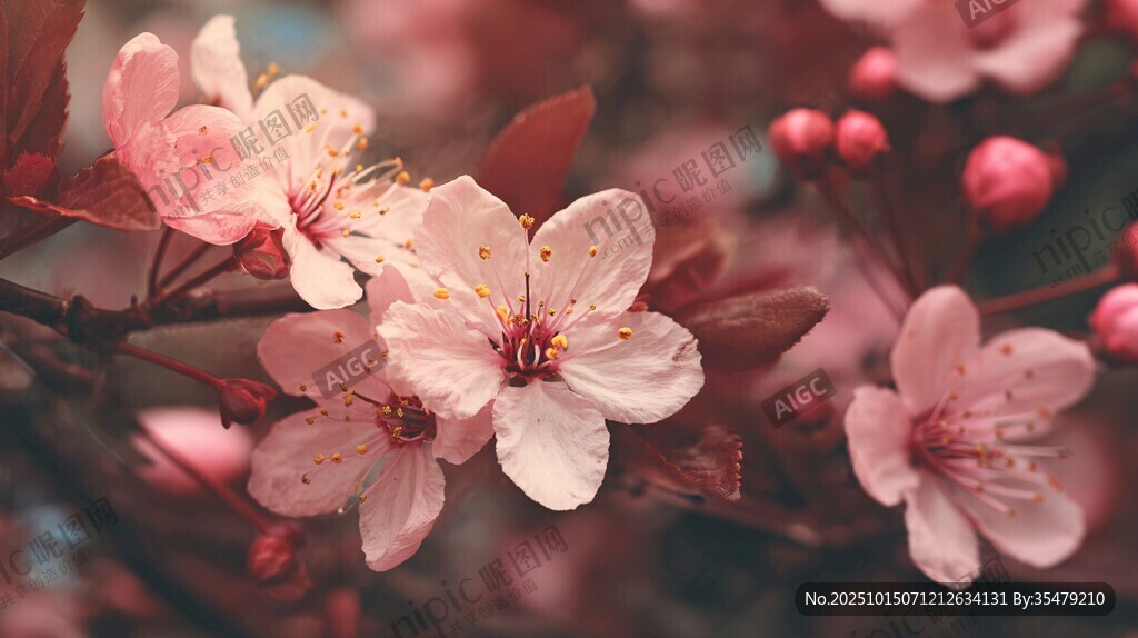 娇艳绽放的粉色烂漫花朵