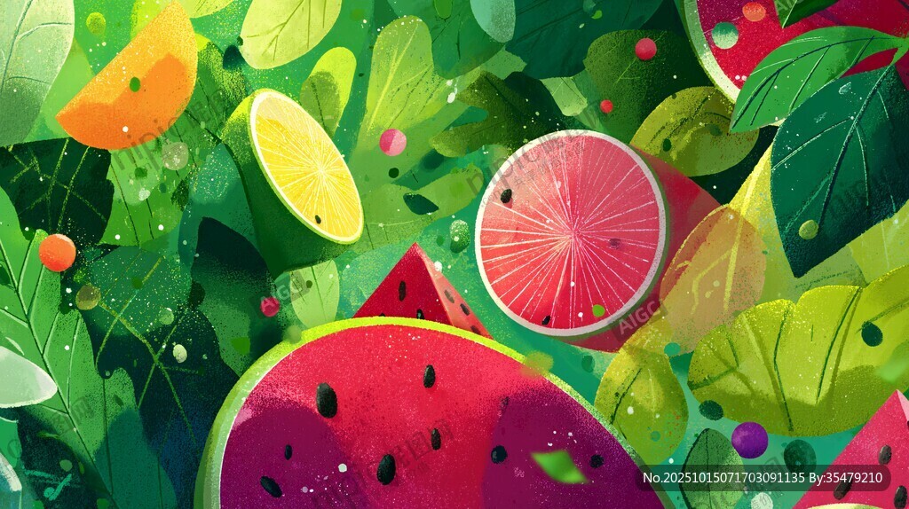 缤纷水果的清新插画世界