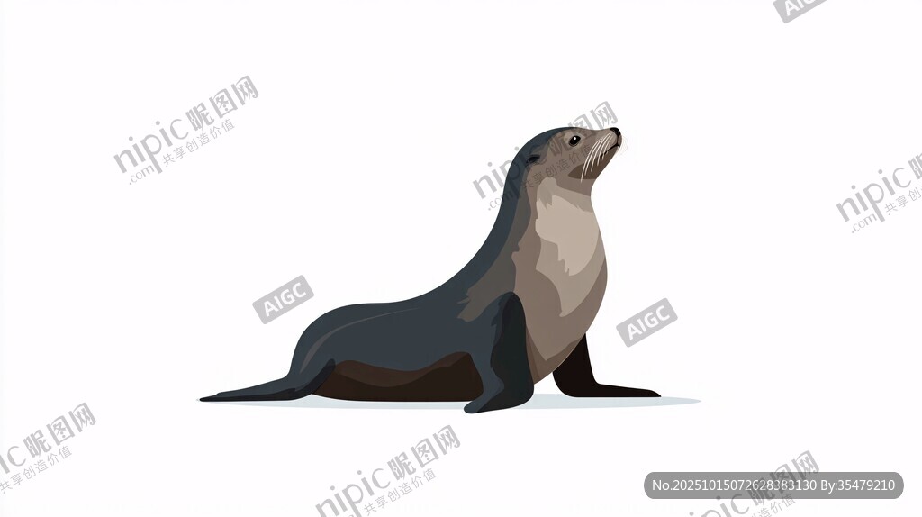 坐立的海豹插画形象