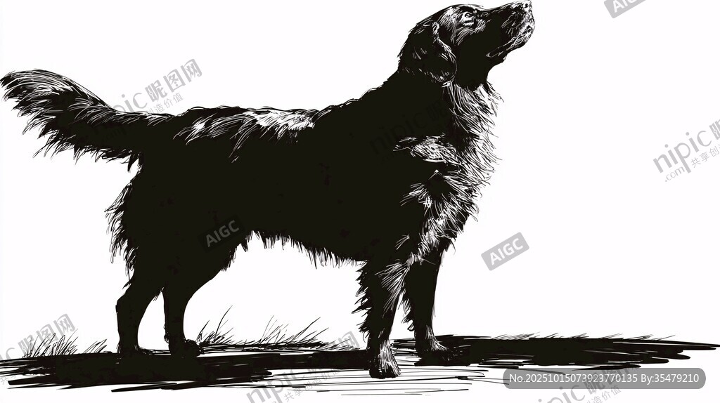 站立眺望的黑犬