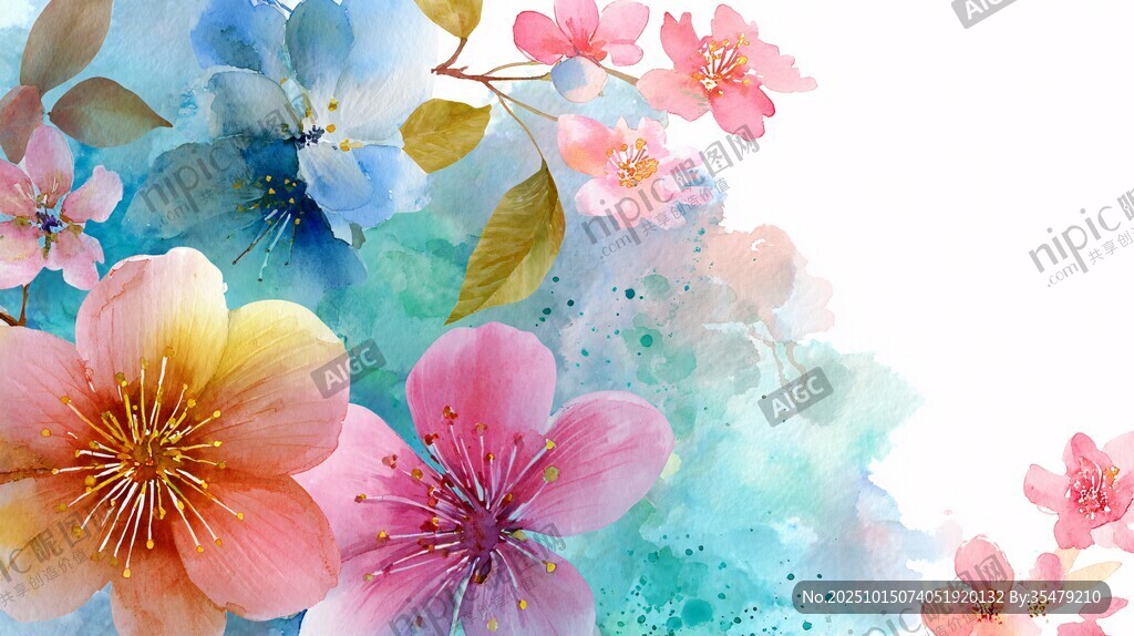 水彩花卉背景图