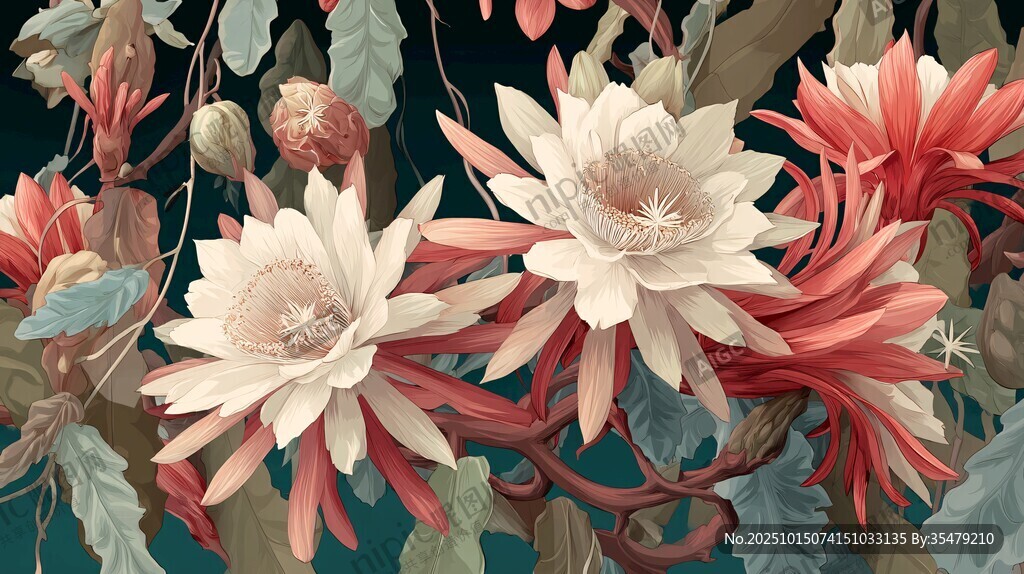梦幻昙花绽放 绚丽花卉绘