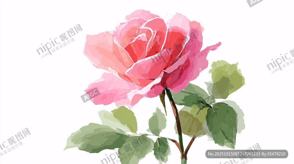 粉色水彩玫瑰插画