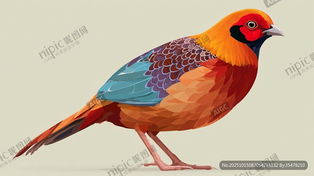 多彩锦鸡插画