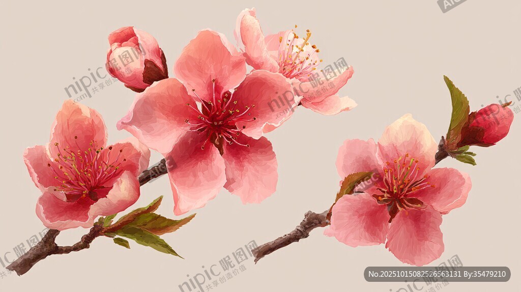 粉嫩桃花枝 绽放春日美