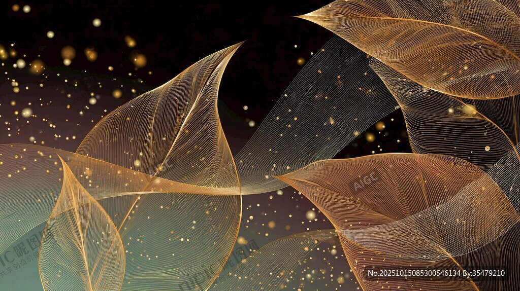 梦幻透明叶片星空背景图