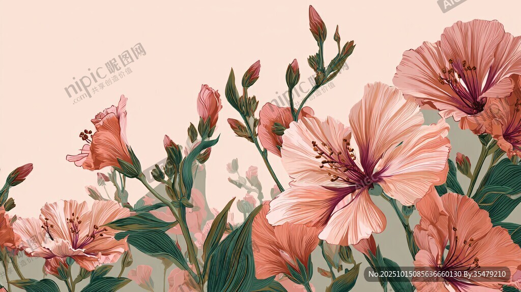 粉色花卉绽放生机画面