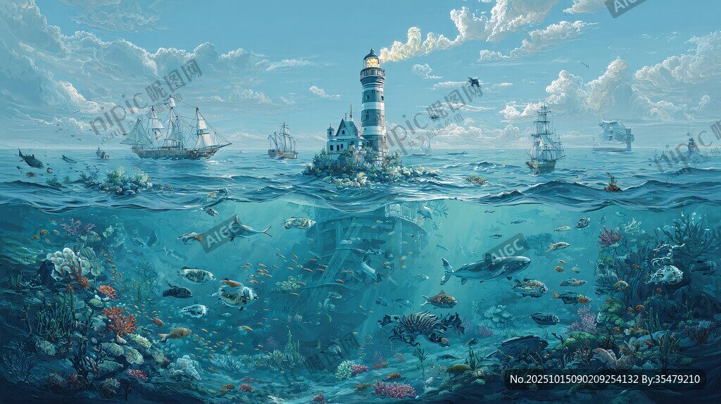梦幻海洋灯塔与海底世界