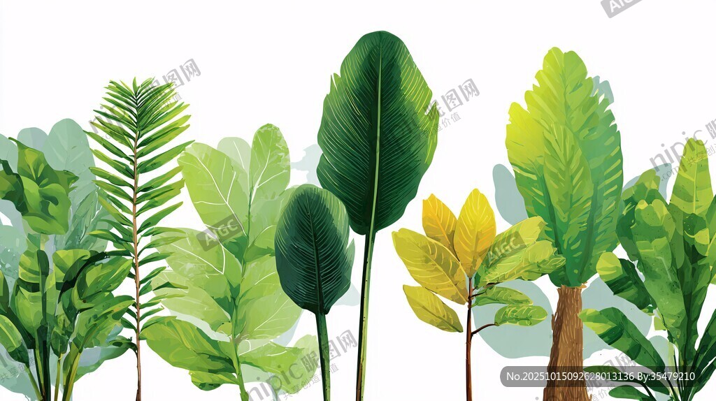 热带绿植清新插画