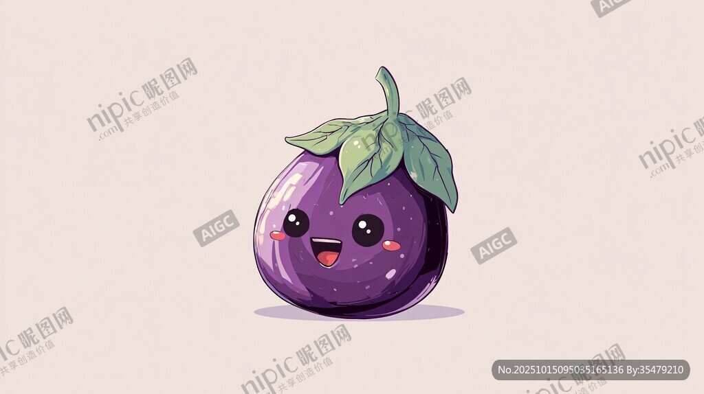 可爱卡通茄子形象插画