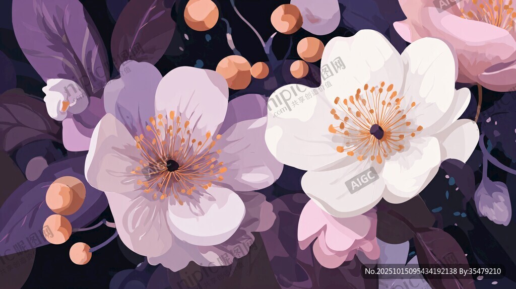 梦幻花卉插画