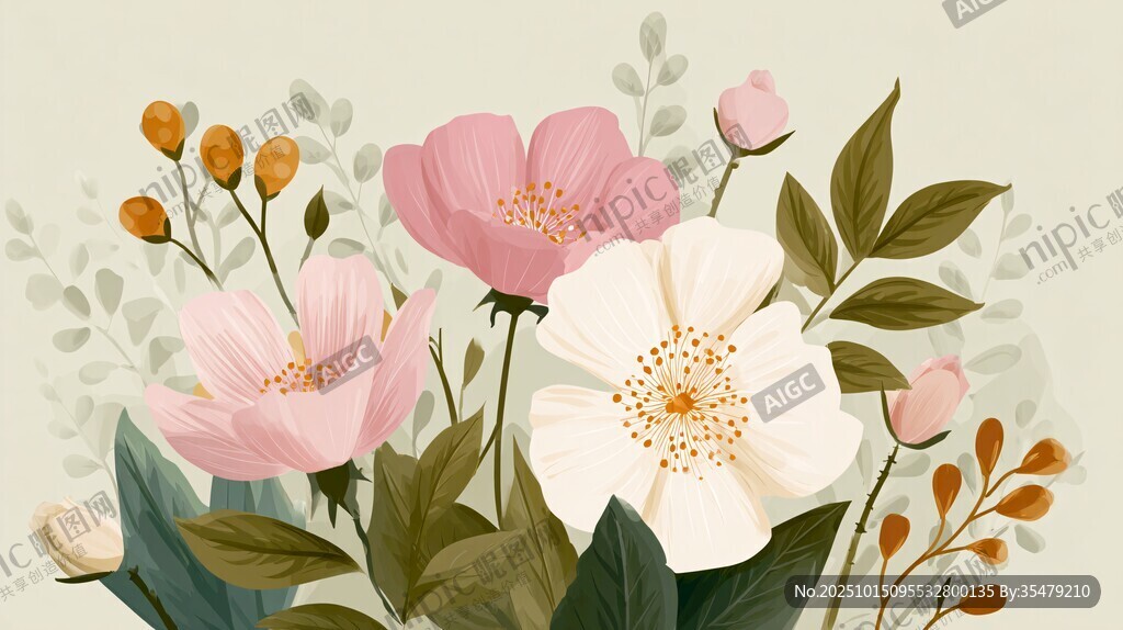清新花卉插画