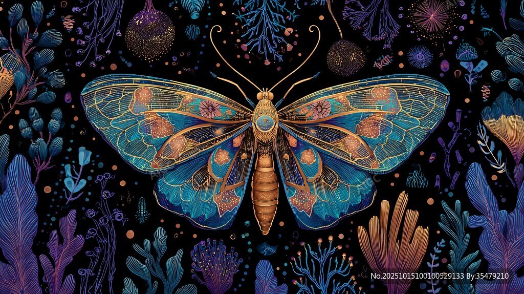 梦幻蝶影 暗夜中的奇幻之美