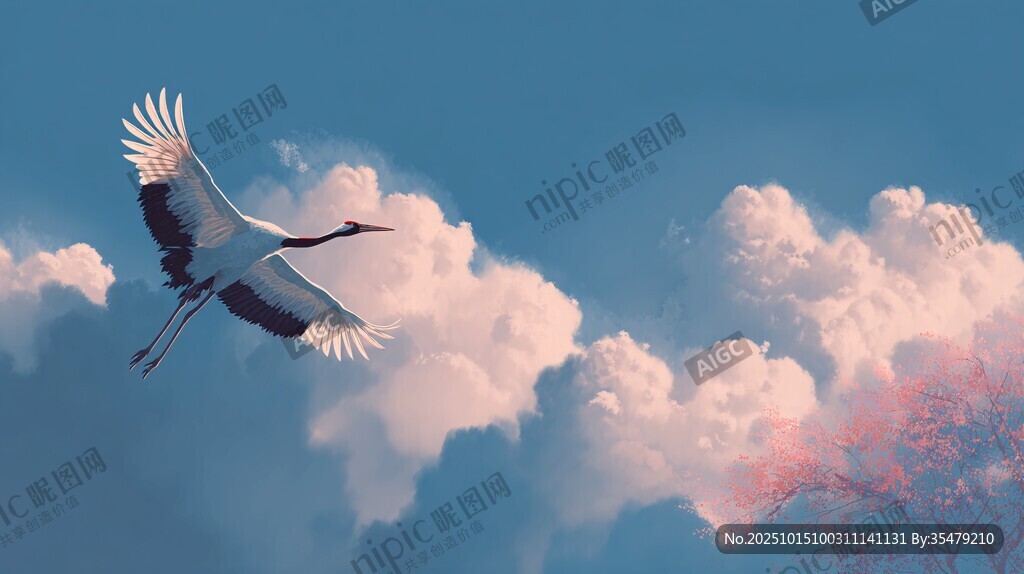 白鹤翔云间 悠然入画境