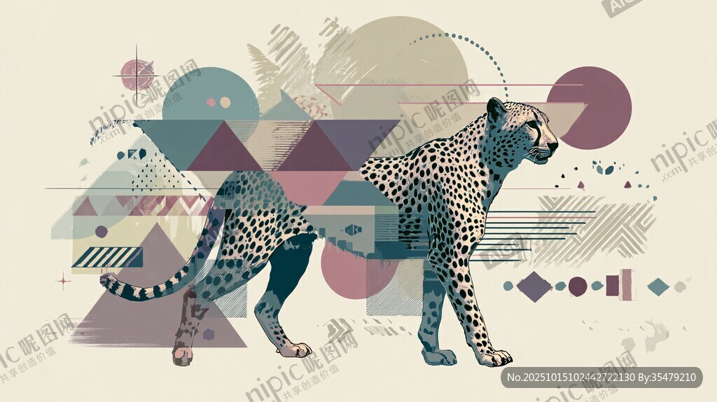 几何风格猎豹插画