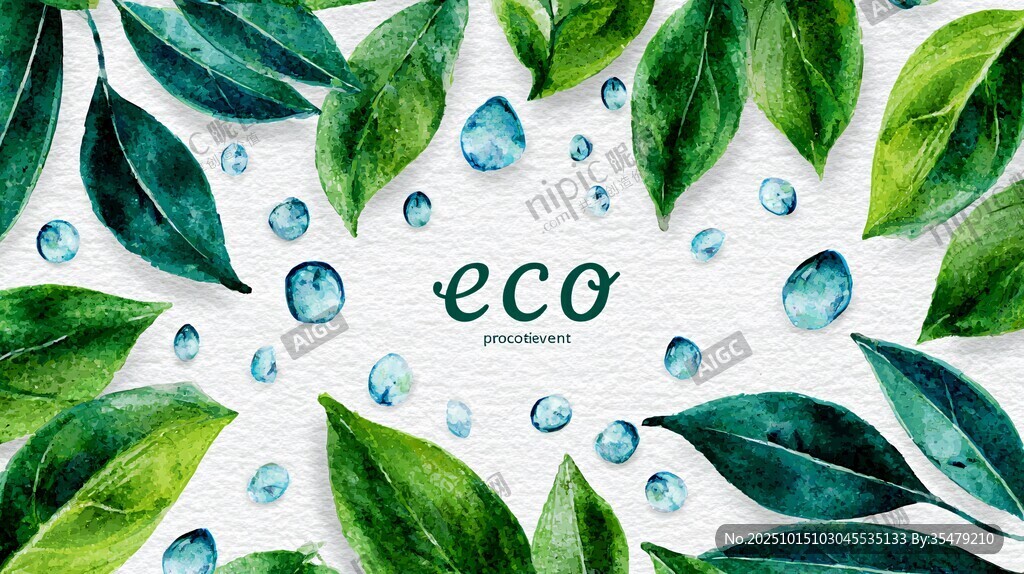 绿叶水珠营造的生态意境