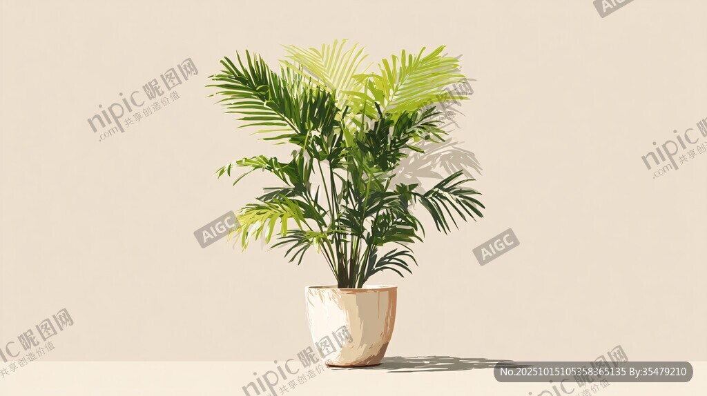 简约风盆栽绿植清新画面