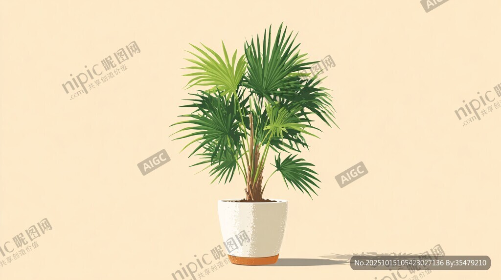 盆栽棕榈树 清新绿植画面