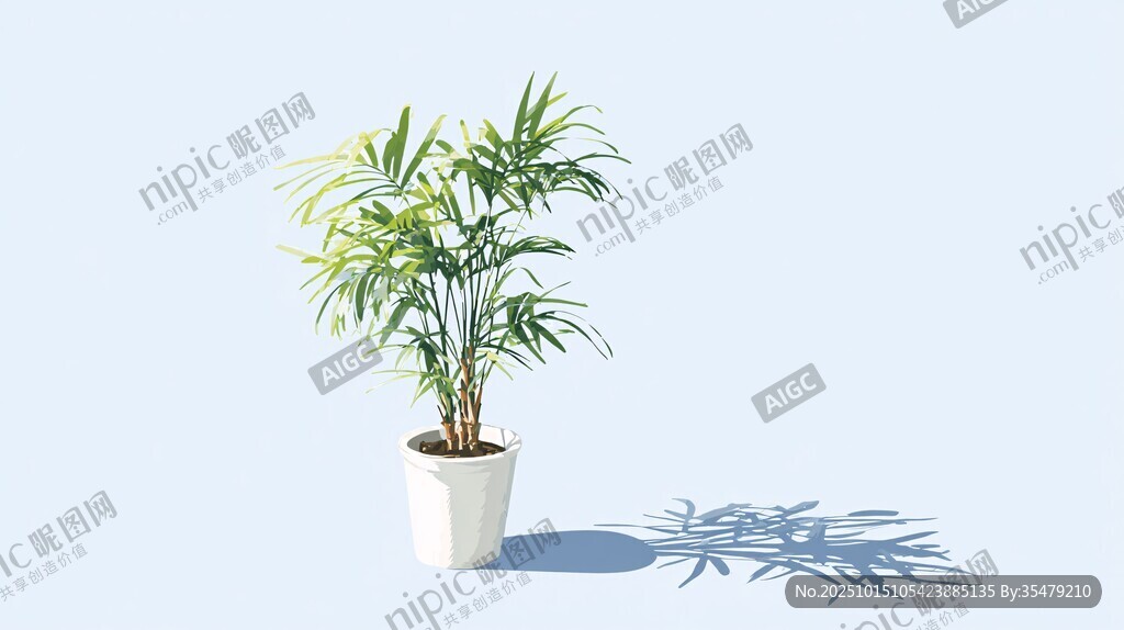 白色花盆中的翠绿盆栽