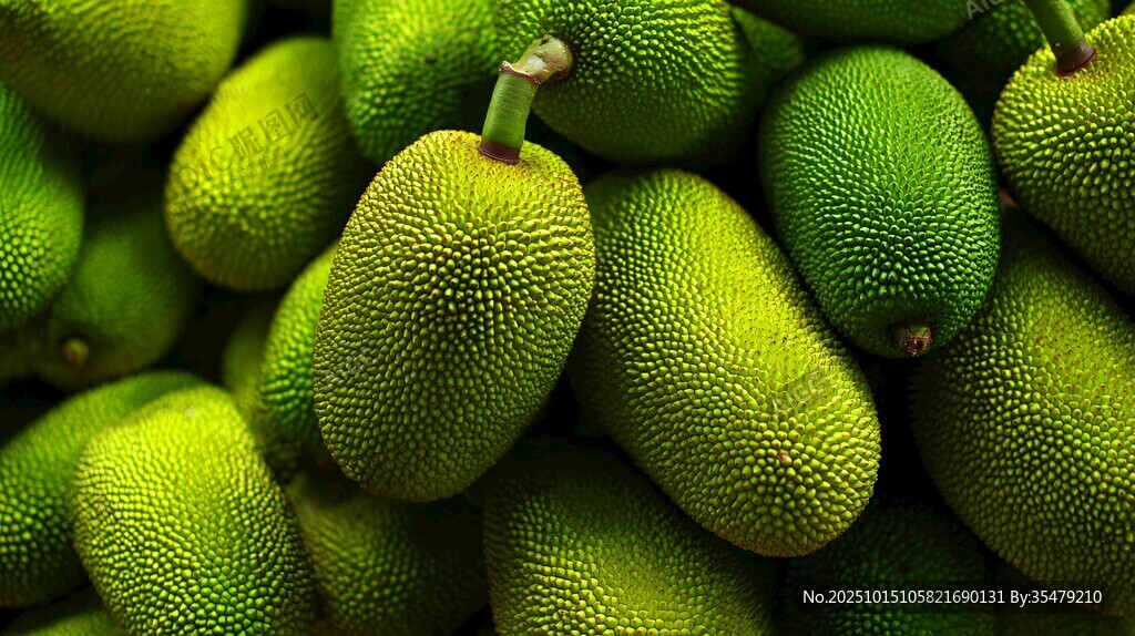 饱满的菠萝蜜果实堆叠