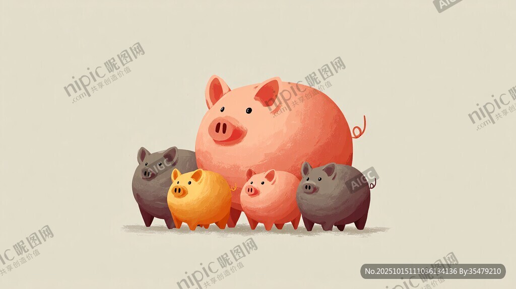 可爱猪家庭的温馨时刻