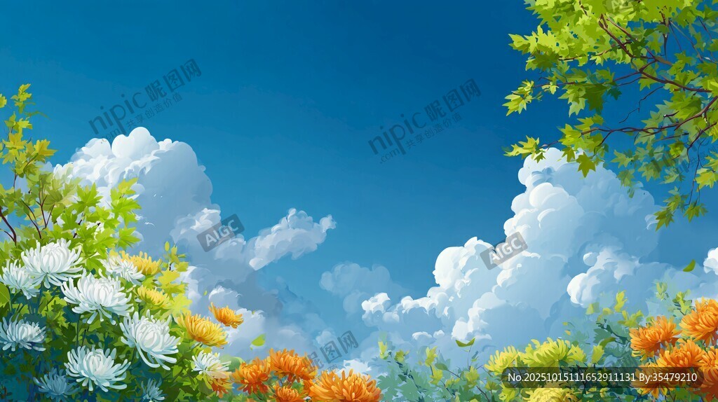 蓝天繁花 春日梦幻景致