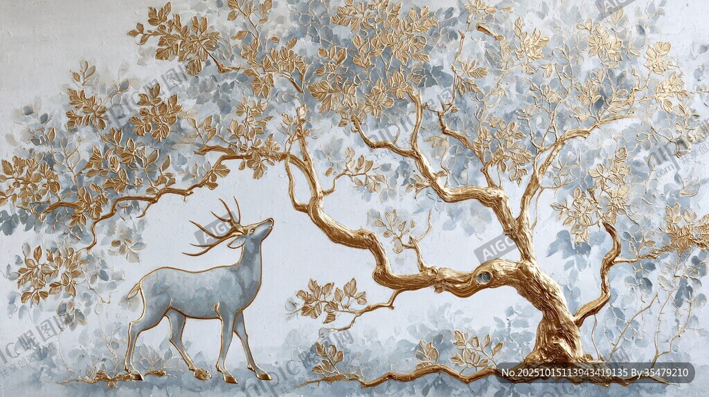 金树银鹿梦幻艺术图景