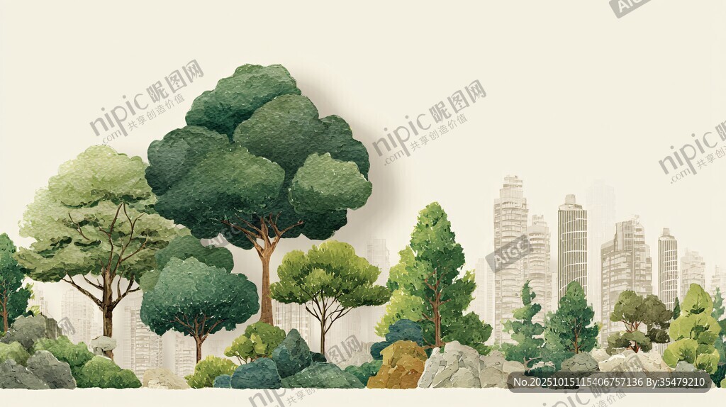 城市边缘的绿意盎然