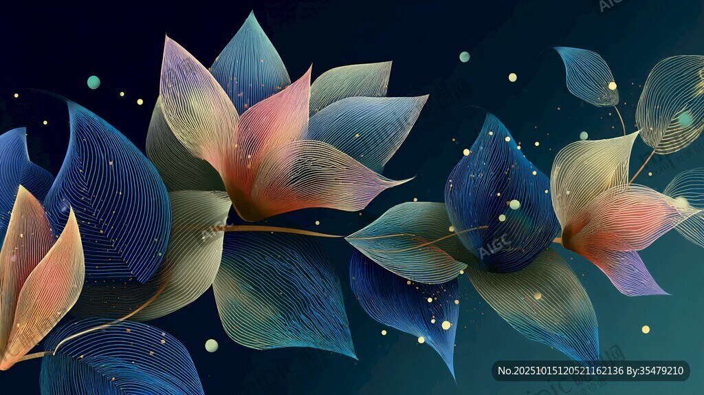 梦幻夜光花卉艺术插画