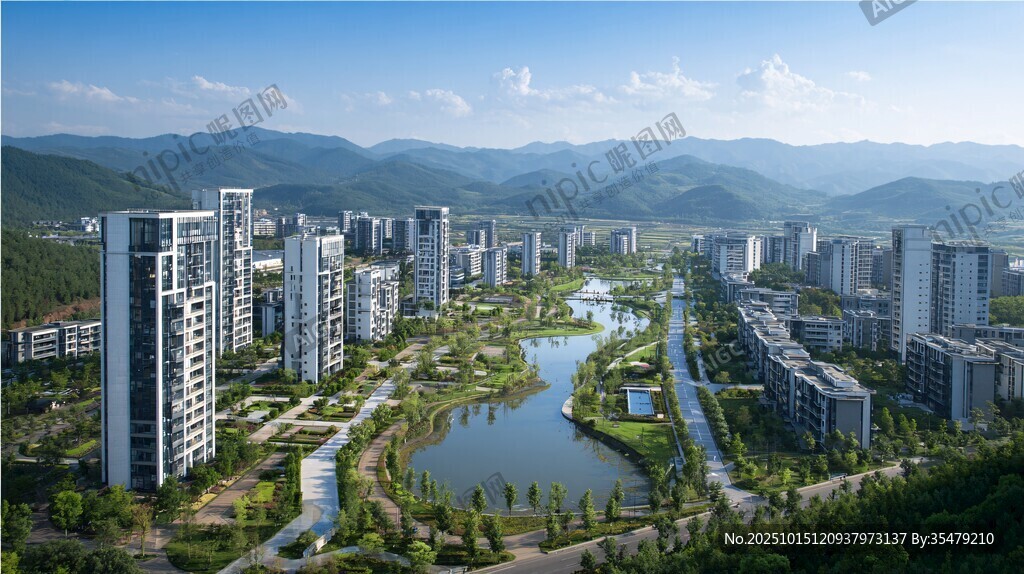 湖畔都市景观 宜居新画卷