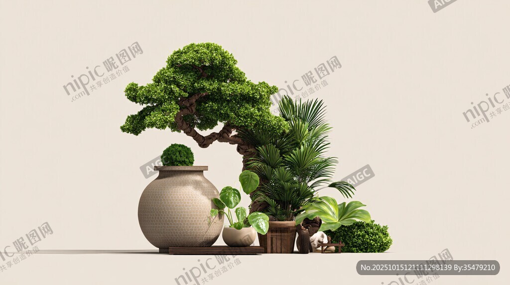 精致盆景组合绿植展示