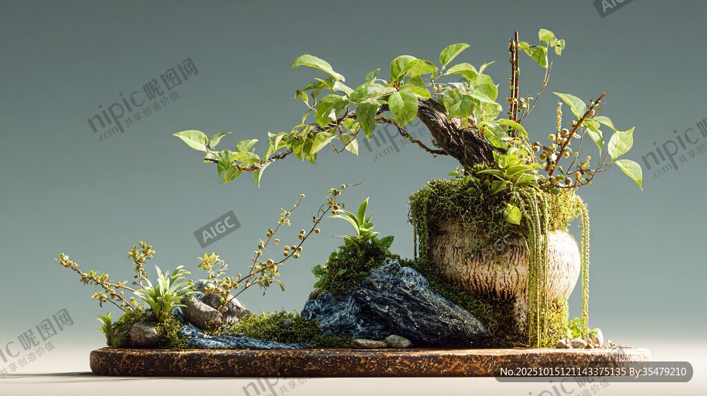 精致苔藓盆栽景观