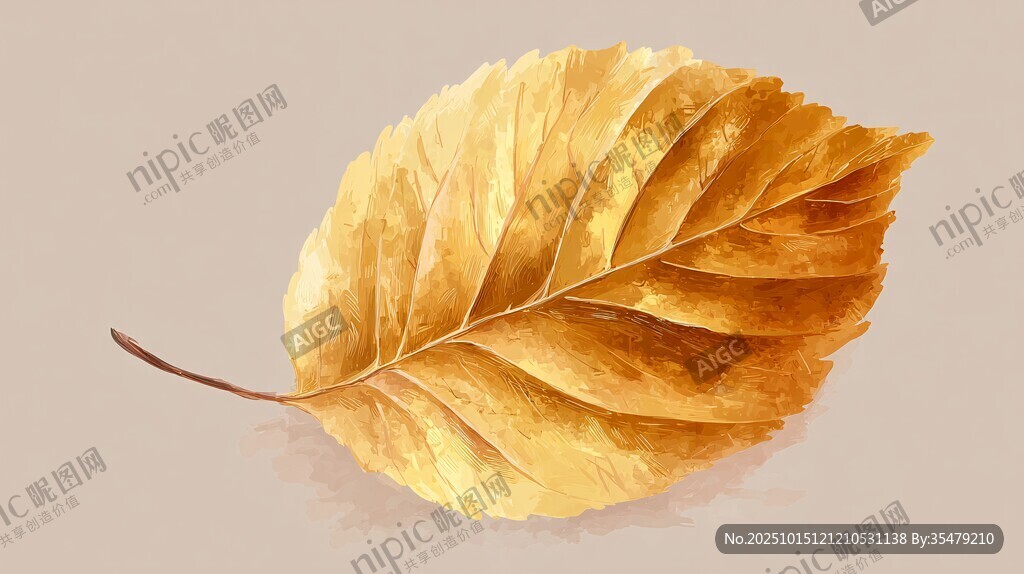 金黄秋叶 水彩绘就的诗意