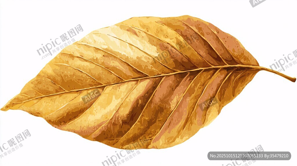 金黄枯叶水彩绘