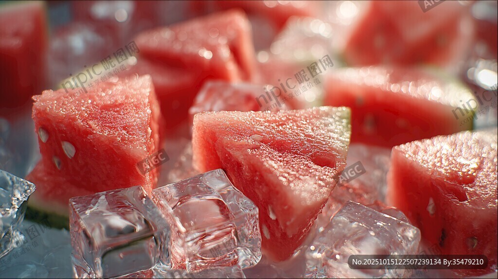 冰镇西瓜块 清凉夏日美味