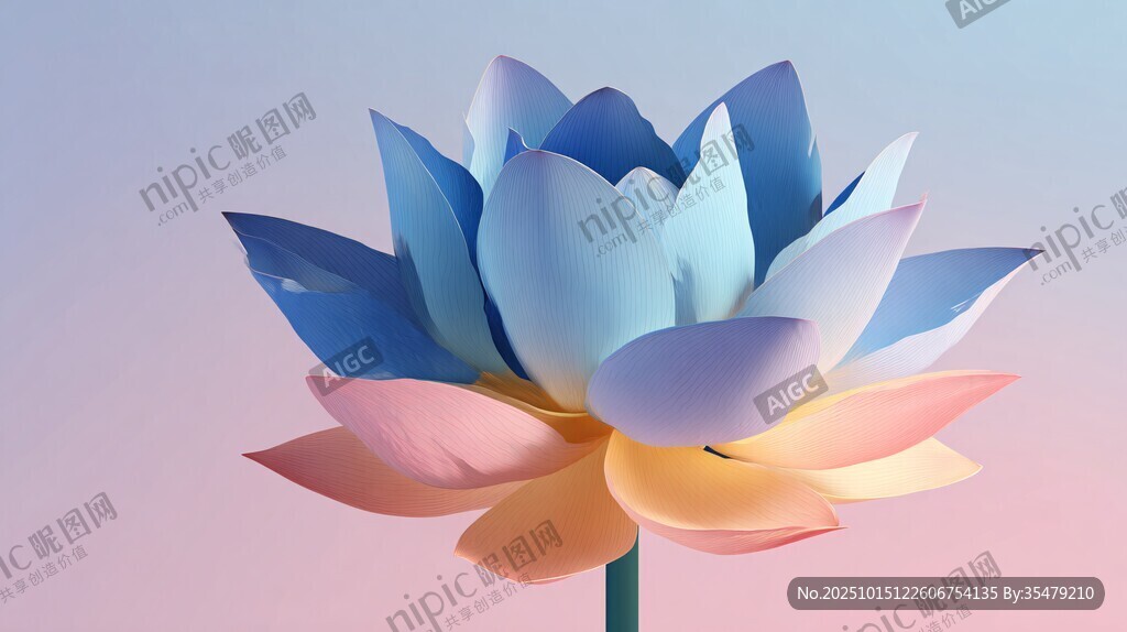 梦幻渐变色彩的唯美莲花
