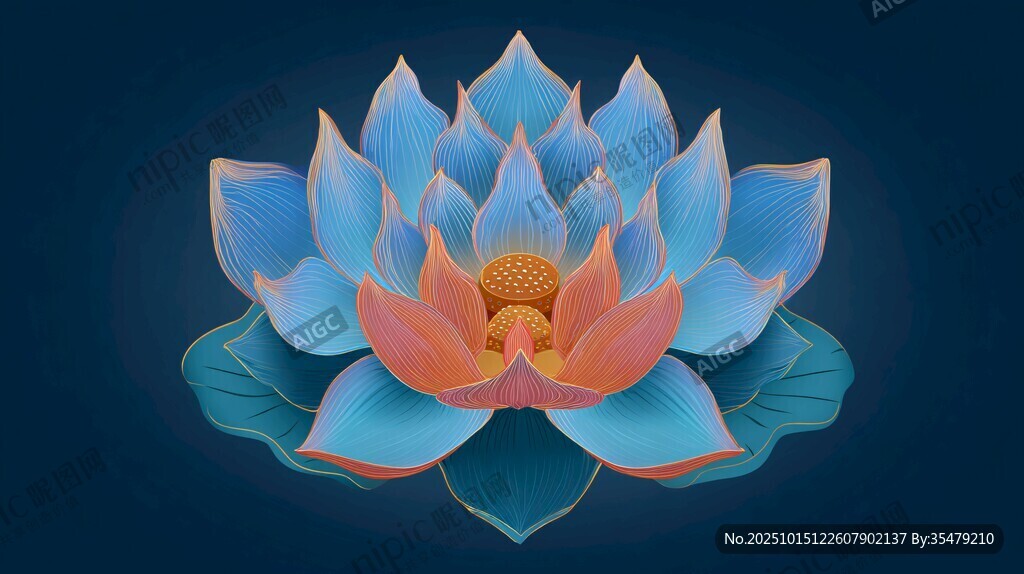 梦幻蓝粉莲花绽放