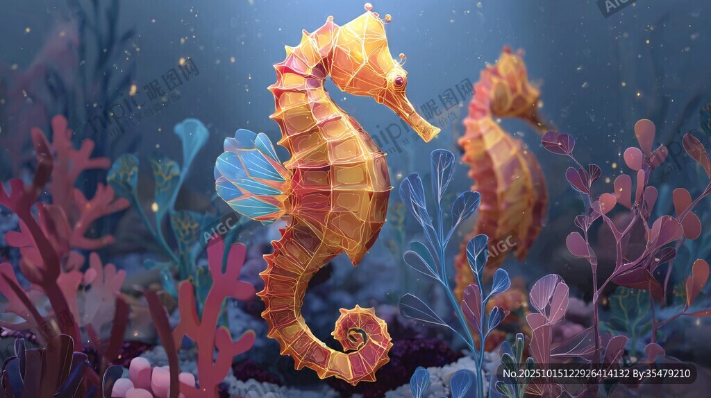 梦幻海底的绚丽海马