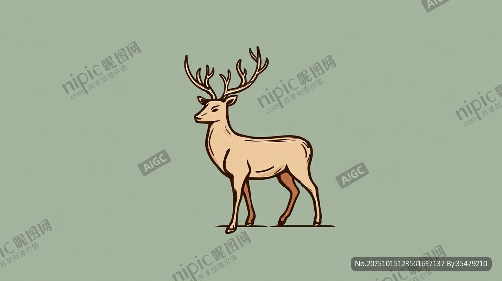 简约风站立麋鹿插画