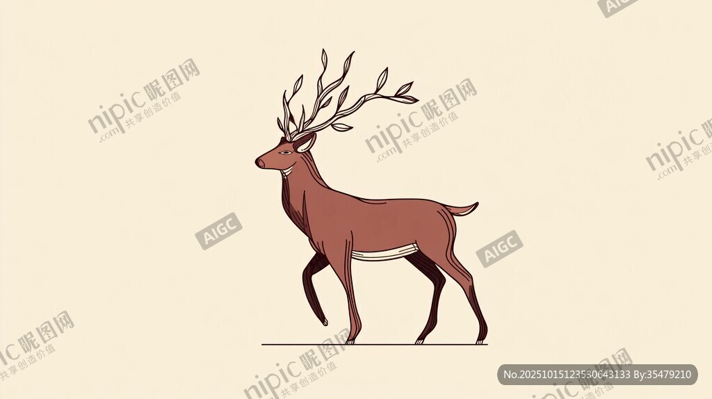 漫步的麋鹿插画