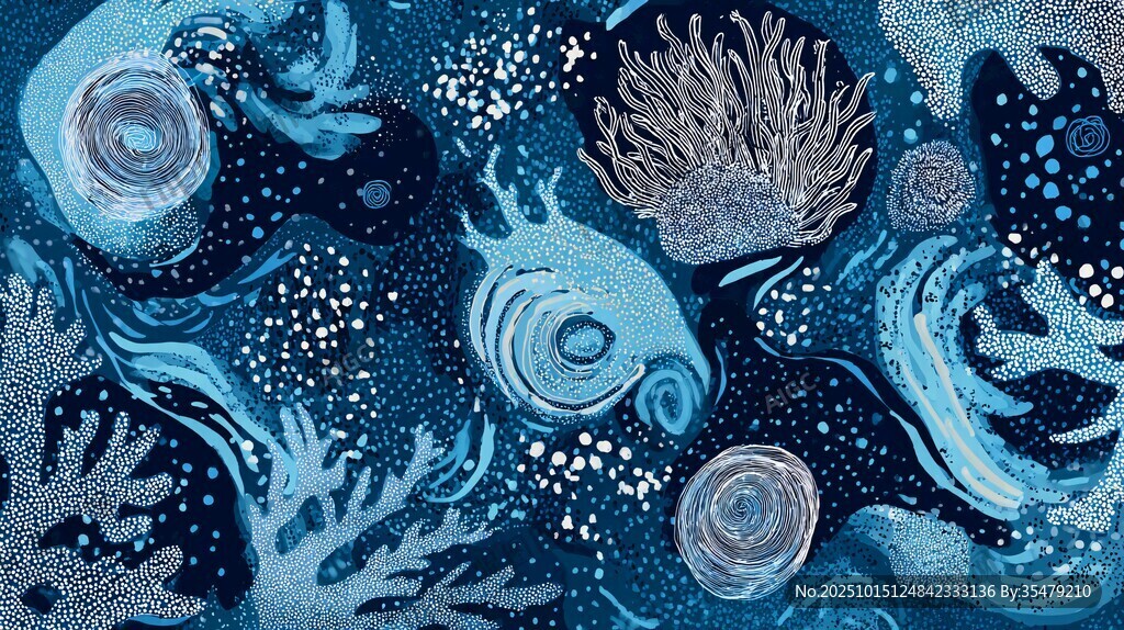 梦幻深海海洋元素插画