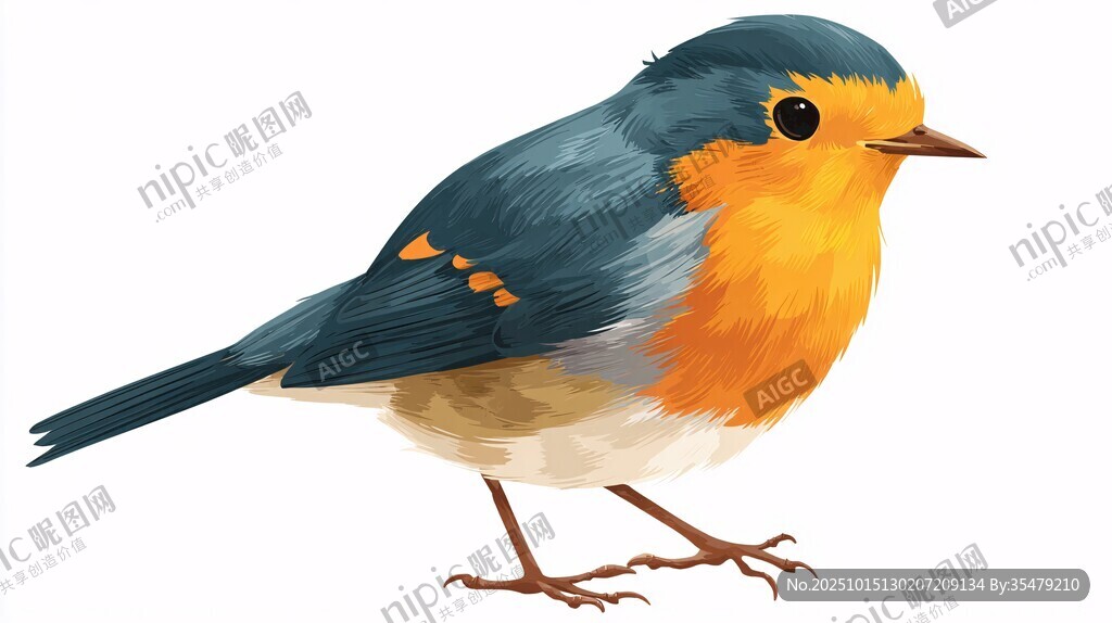 可爱彩色小鸟插画