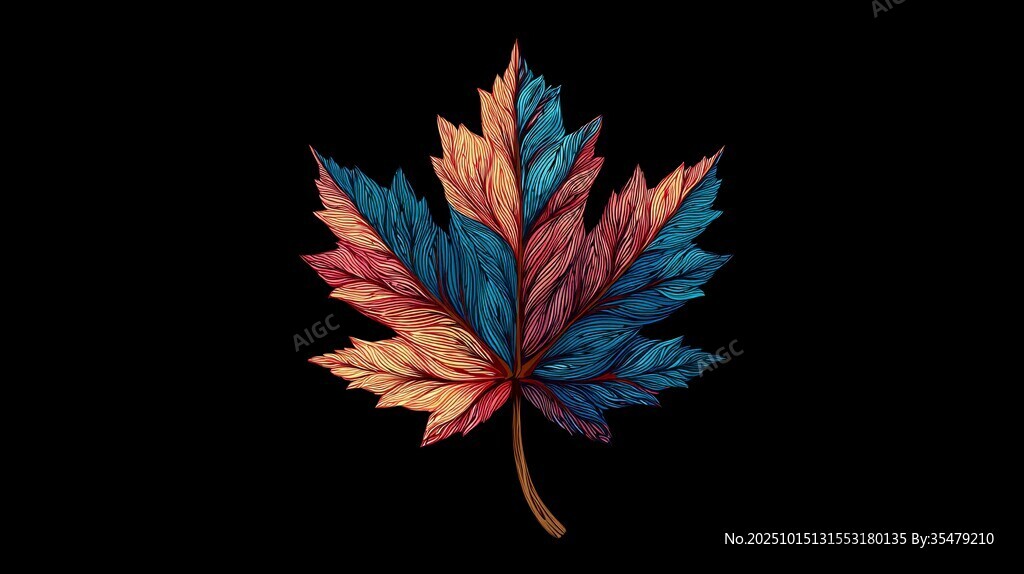 彩色枫叶图案 绚丽梦幻