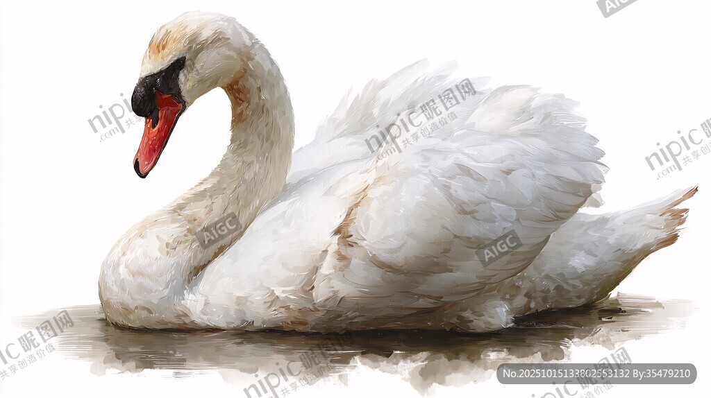 优雅白 Swan 静憩水面