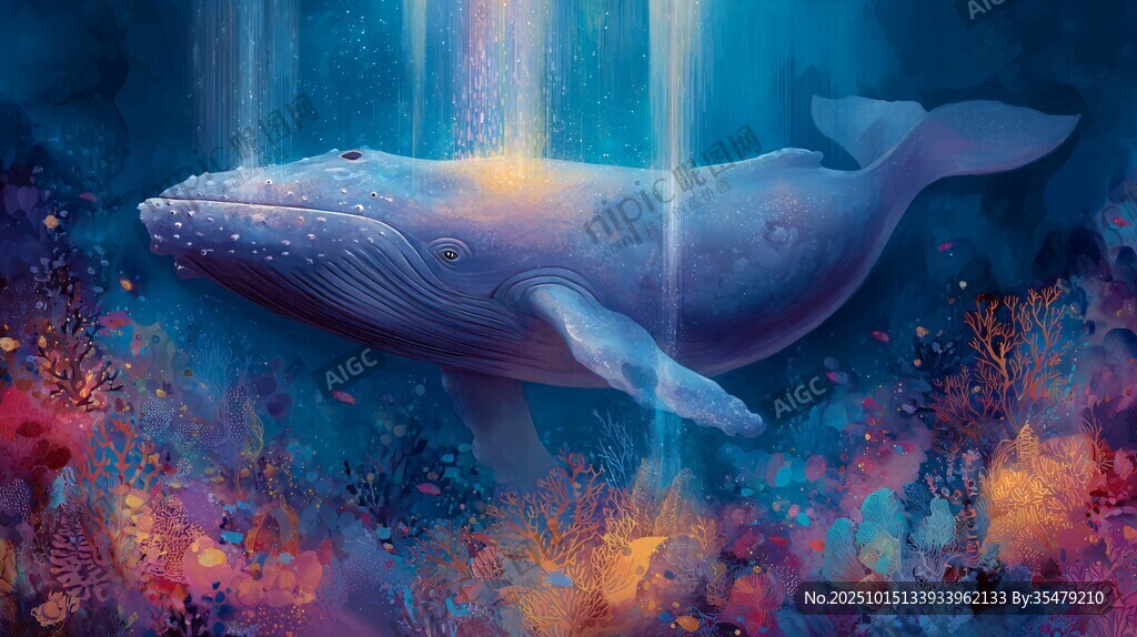 梦幻海底的遨游蓝鲸