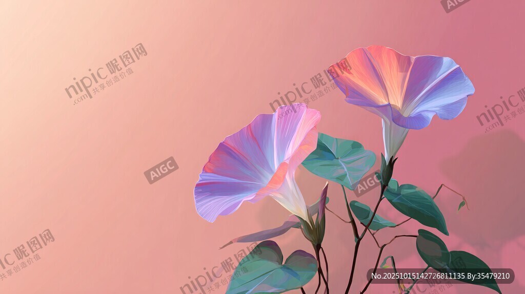 梦幻渐变牵牛花插画