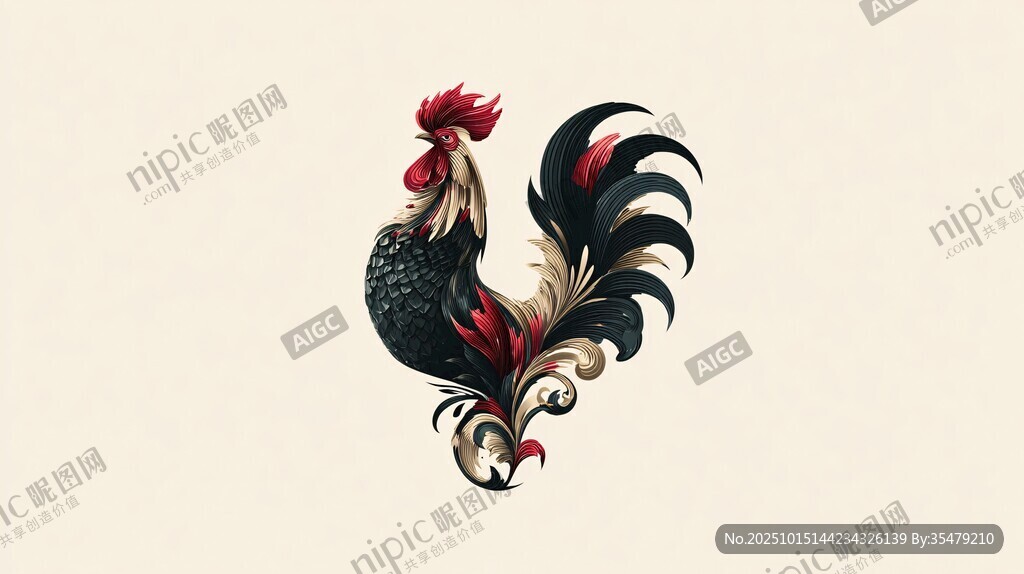华丽公鸡插画