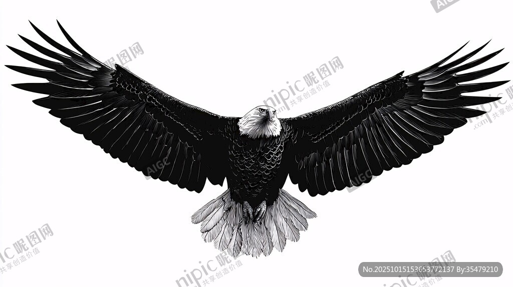 展翅翱翔的白头鹰